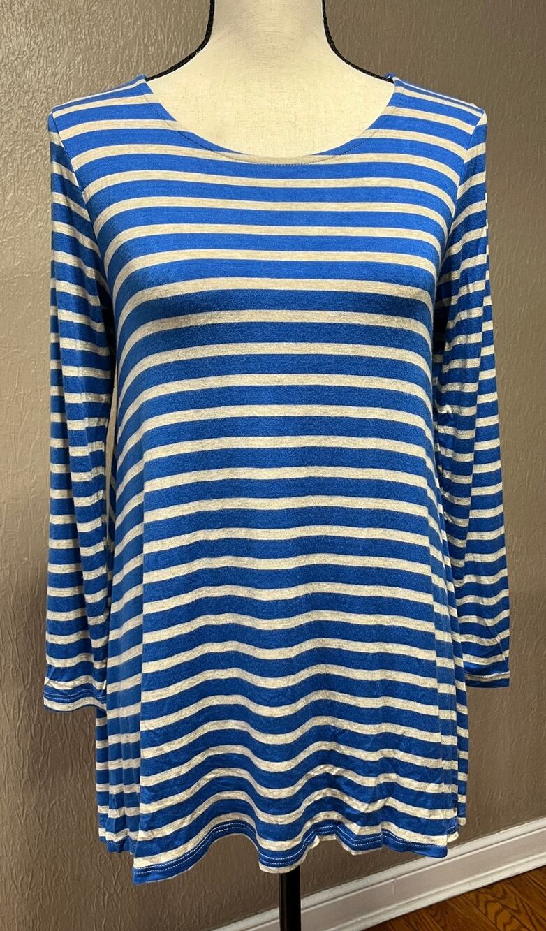 Puella Darcey Women's Royal Blue Swing Tunic Striped Nautical Top Oversized XS